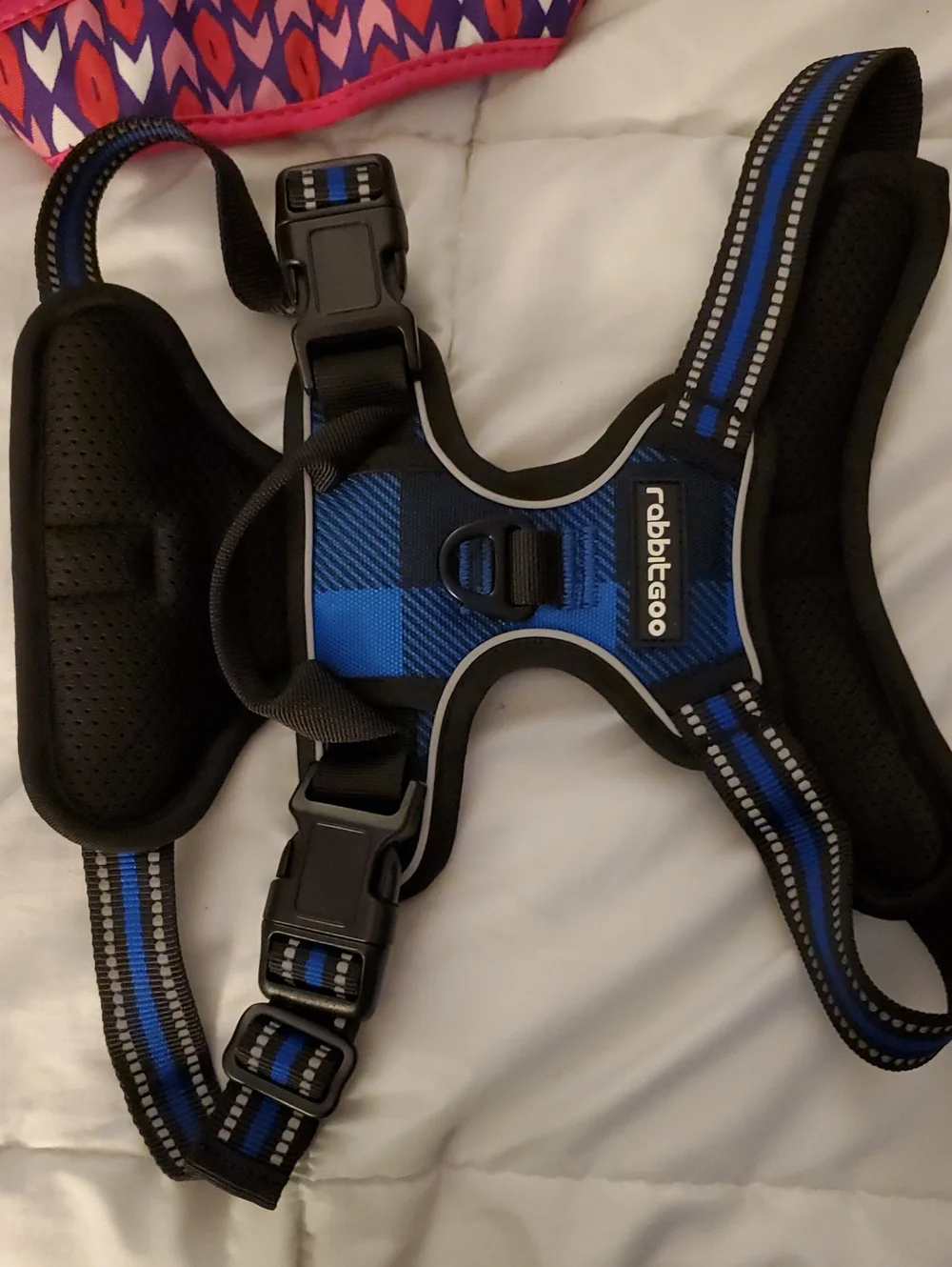 Top Paw Pink and Purple Harness And Black And Blue Rabbitgoo Harness Bundle M